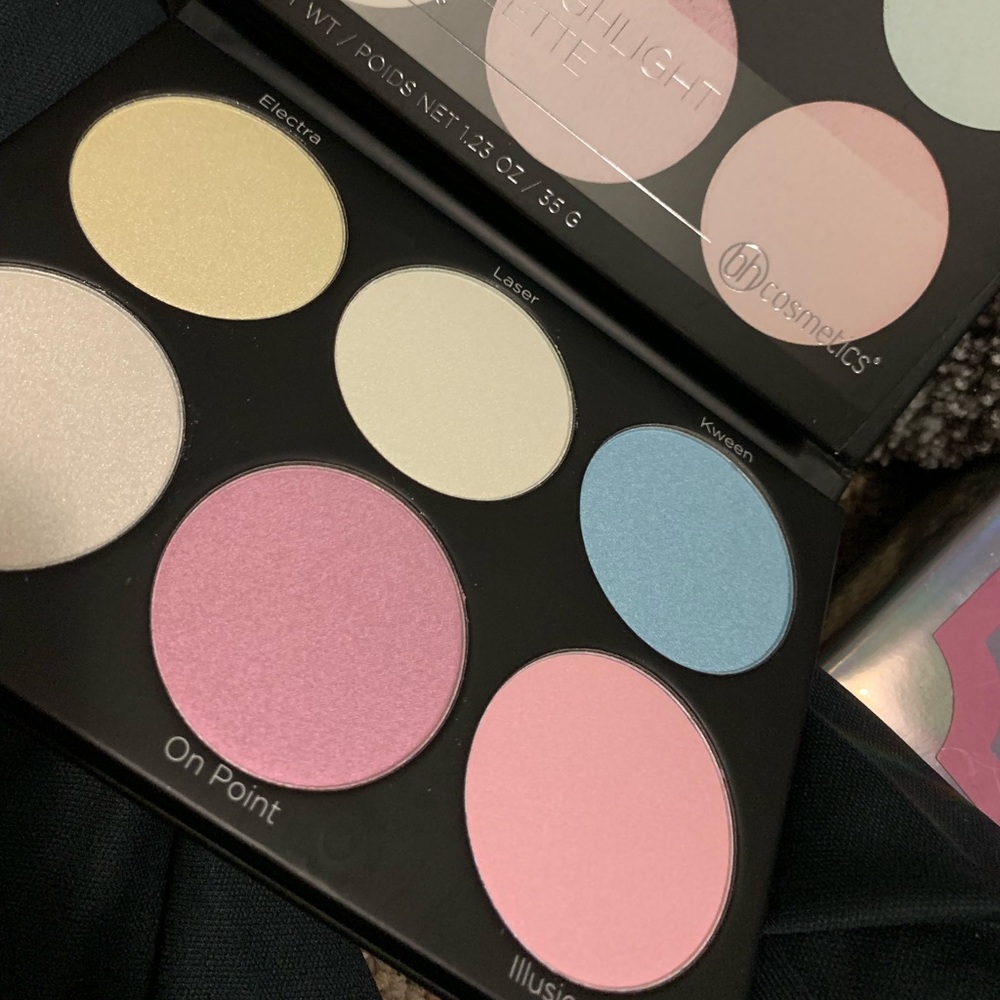 Authentic BH Cosmetics highlighting palettes.